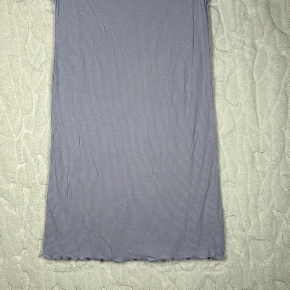 Elodie Waffle Knit Lettuce Hem Short Sleeve Dress - Picture 3 of 7